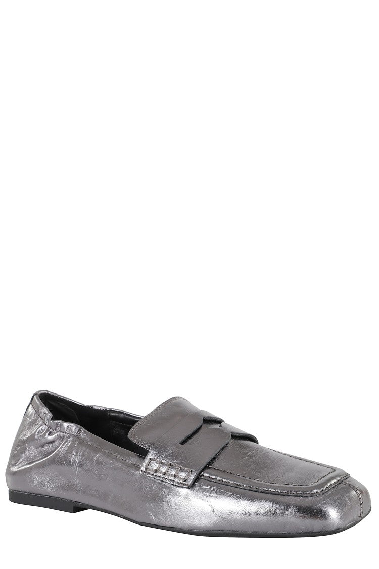 Ash Glossy Metallic Silver Moccasin