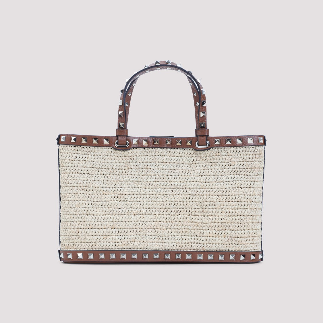 Valentino Garavani Woven Straw Tote Bag With Leather Trim