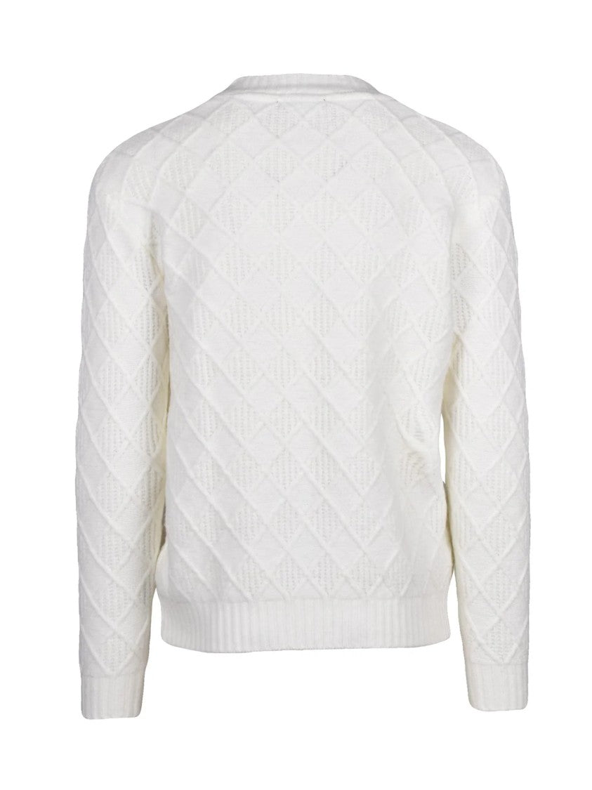 Daniele Alessandrini Textured V-Neck Sweater With Ribbed Cuffs And Warmth