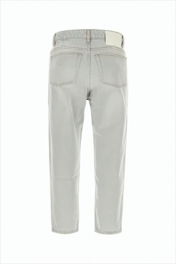 Ami Light Grey Five-Pocket Denim Pants With Details