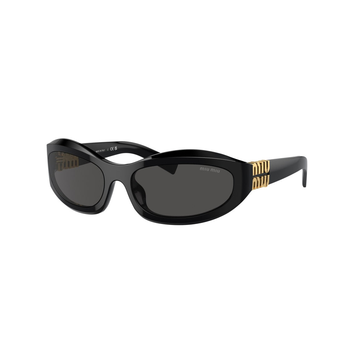 Miu Miu 0Mu 14Zs Oval-Shaped Black Acetate Sunglasses