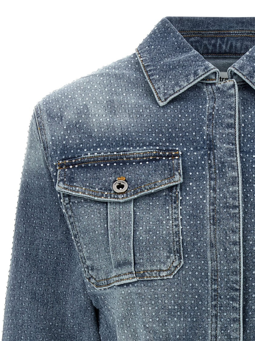 Self-Portrait 'Rhinestone Denim' Jumpsuit