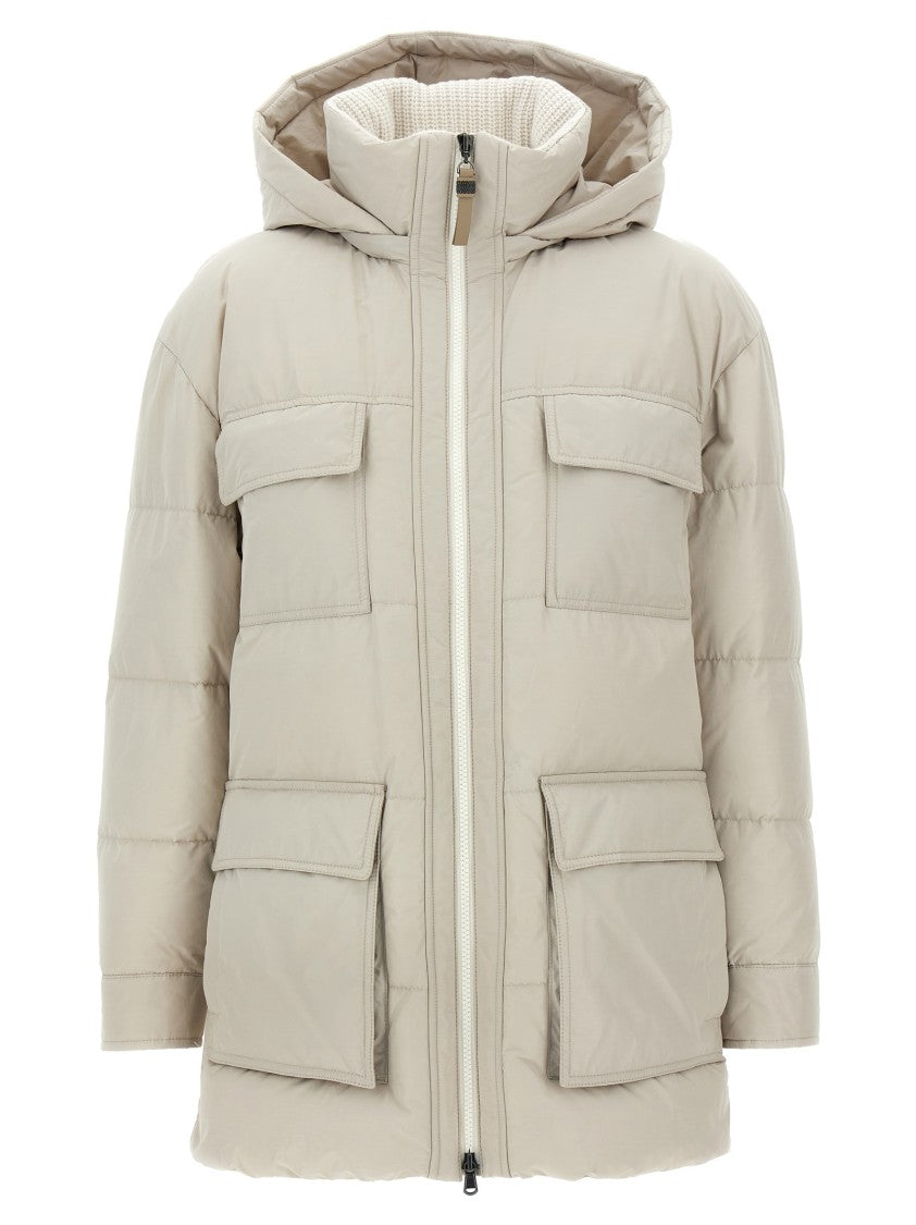 Brunello Cucinelli Knitted Neck Down Jacket