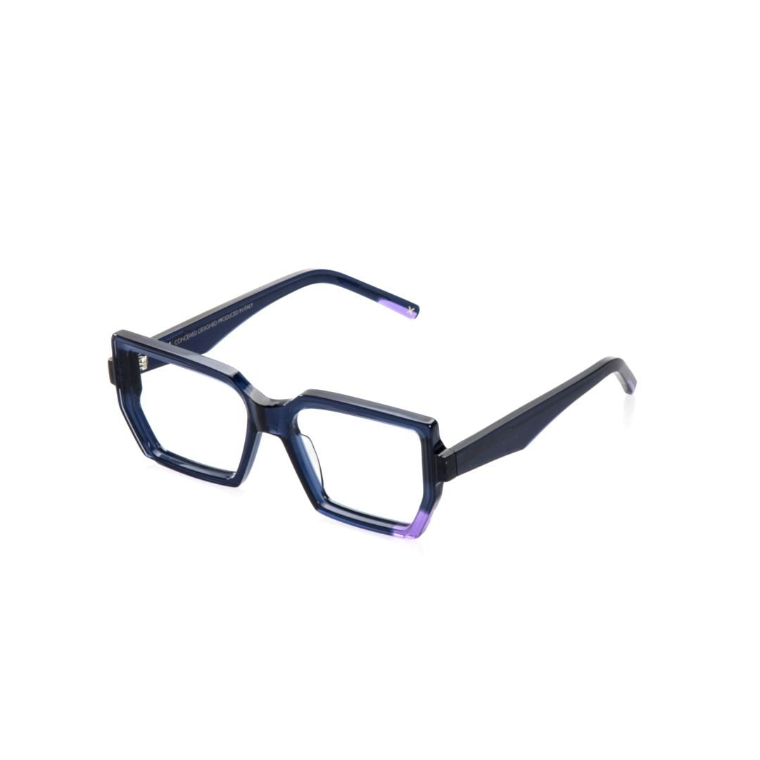 Jplus Mona Geometric Square Frame Sunglasses With Navy Blue Accents