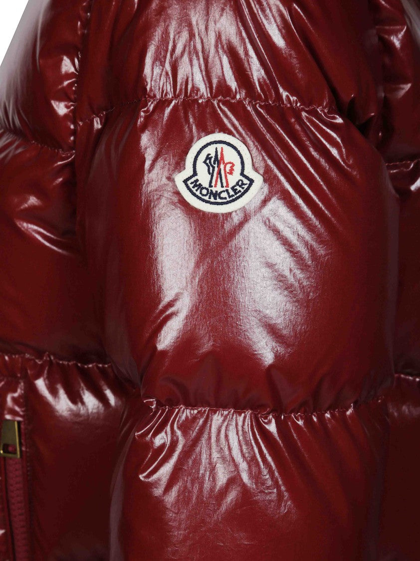 Moncler Niveole Cropped Glossy Red Down Jacket