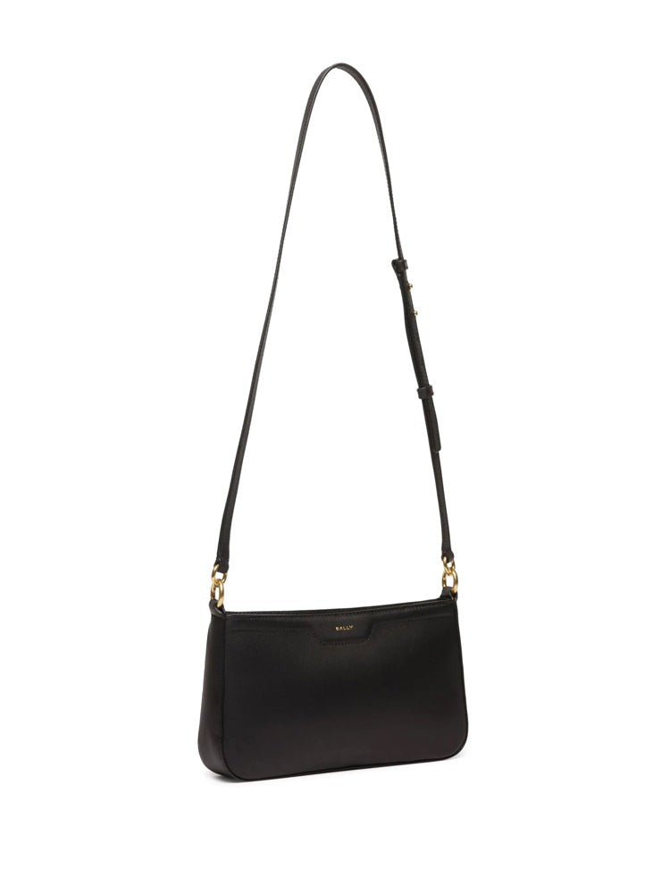 Bally Minimalist Black Cow Leather Tote Bag With Gold Accents