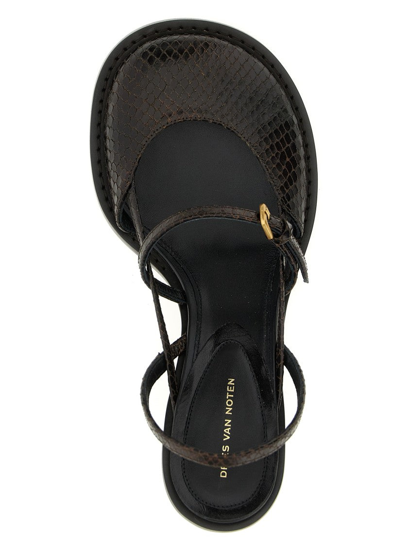 Dries Van Noten Black Leather Slingback With Buckle Straps