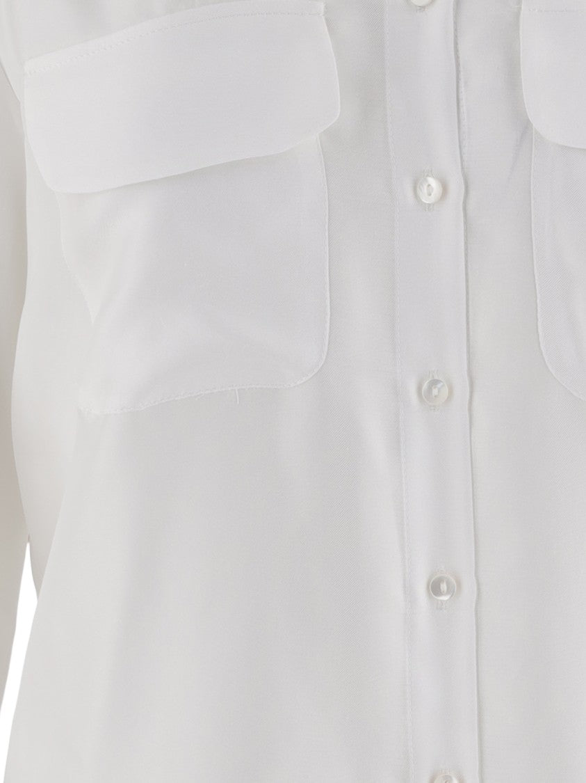 Her Shirt Silk Button-Up Shirt With Pointed Collar And Flap Pockets
