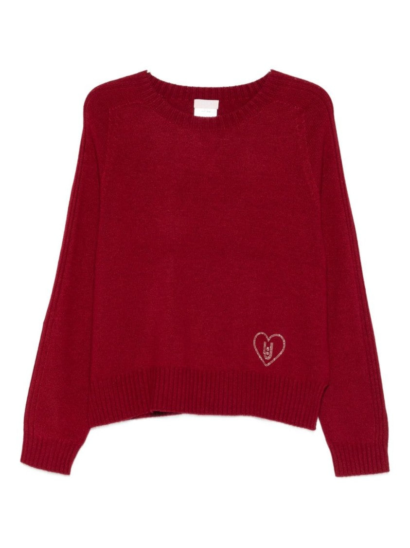 Liu Jo Rich Red Sweater With Heart Emblem