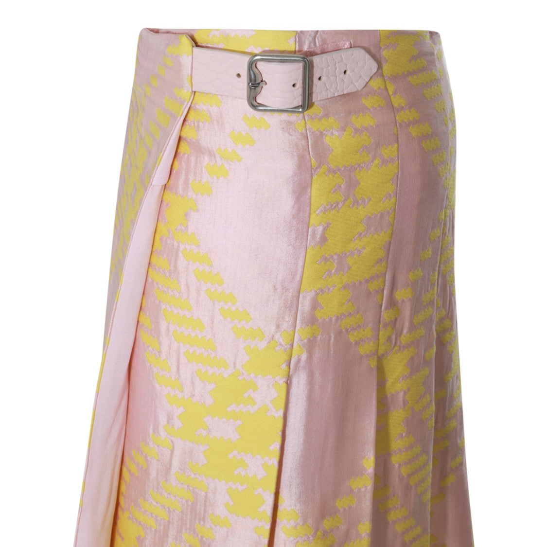 Burberry Wrap Midi Skirt With Geometric Pattern And Lateral Buckle