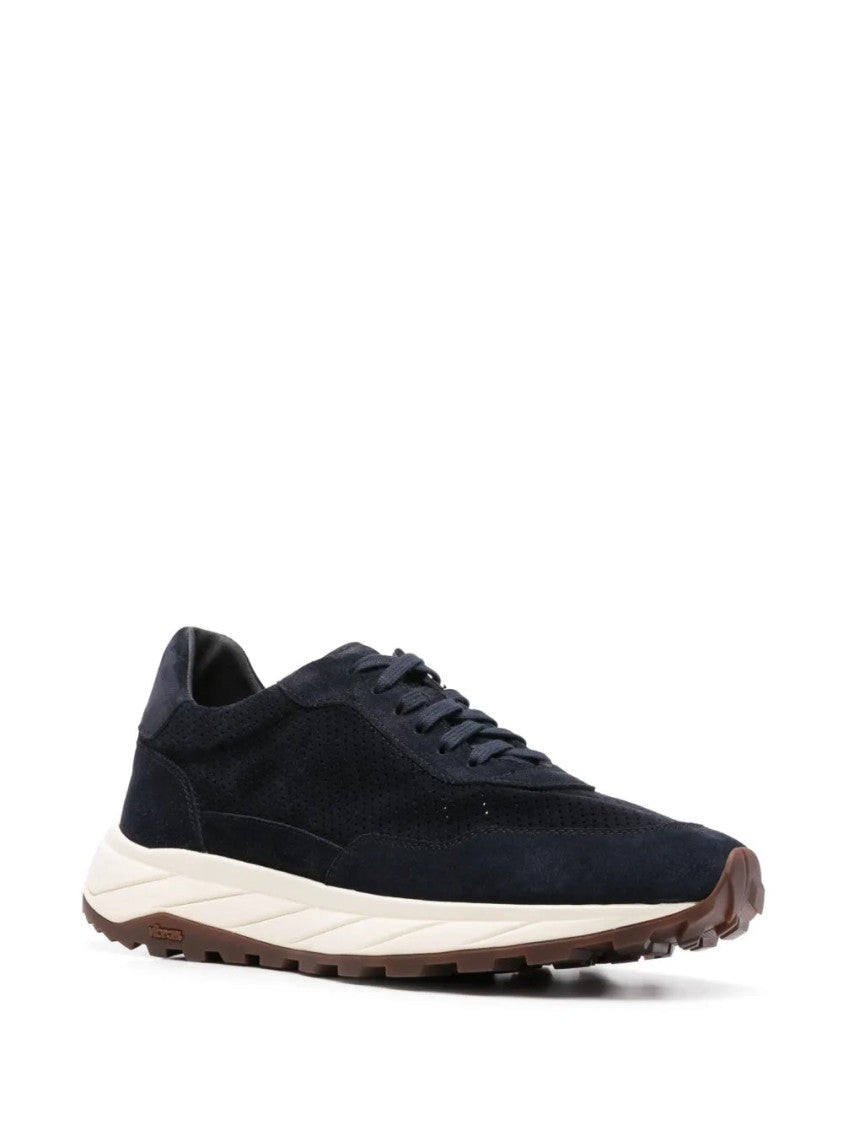 Henderson Perforated Suede Trainers With Contrasting Rubber Sole