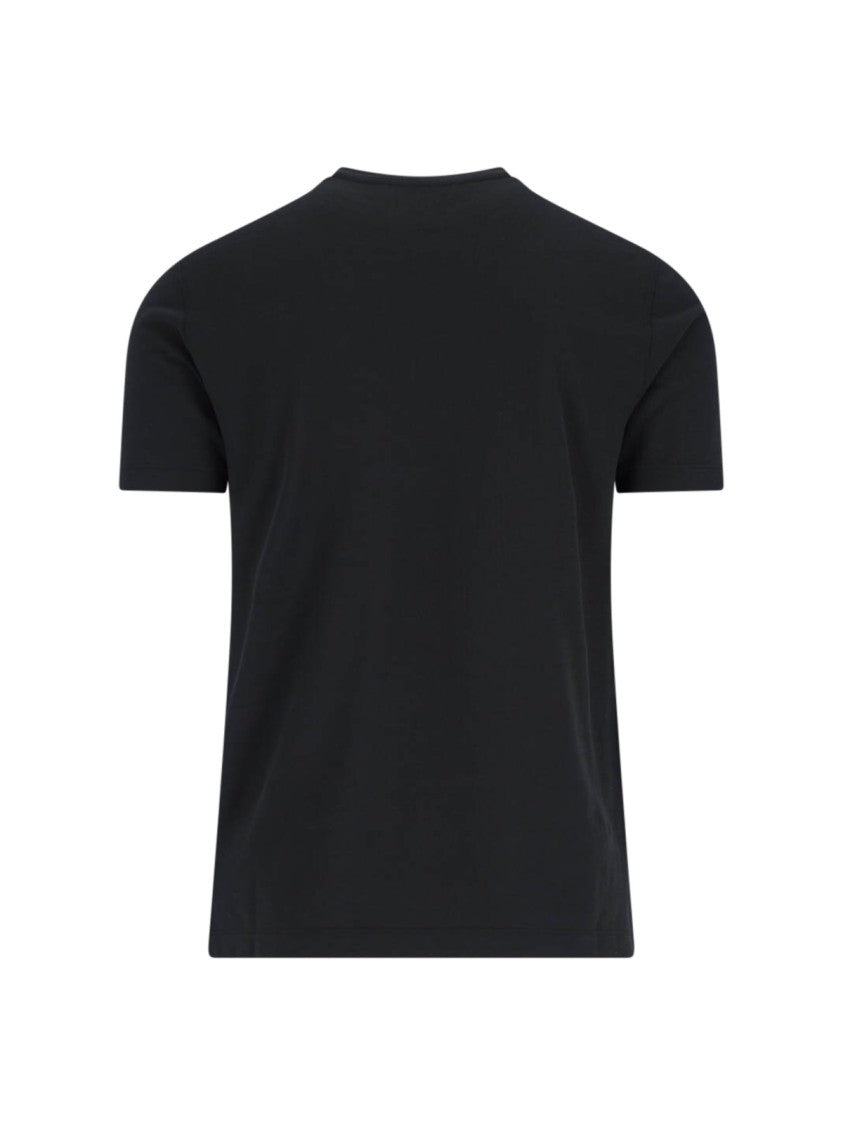 Zanone Round Neck Black Cotton T-Shirt