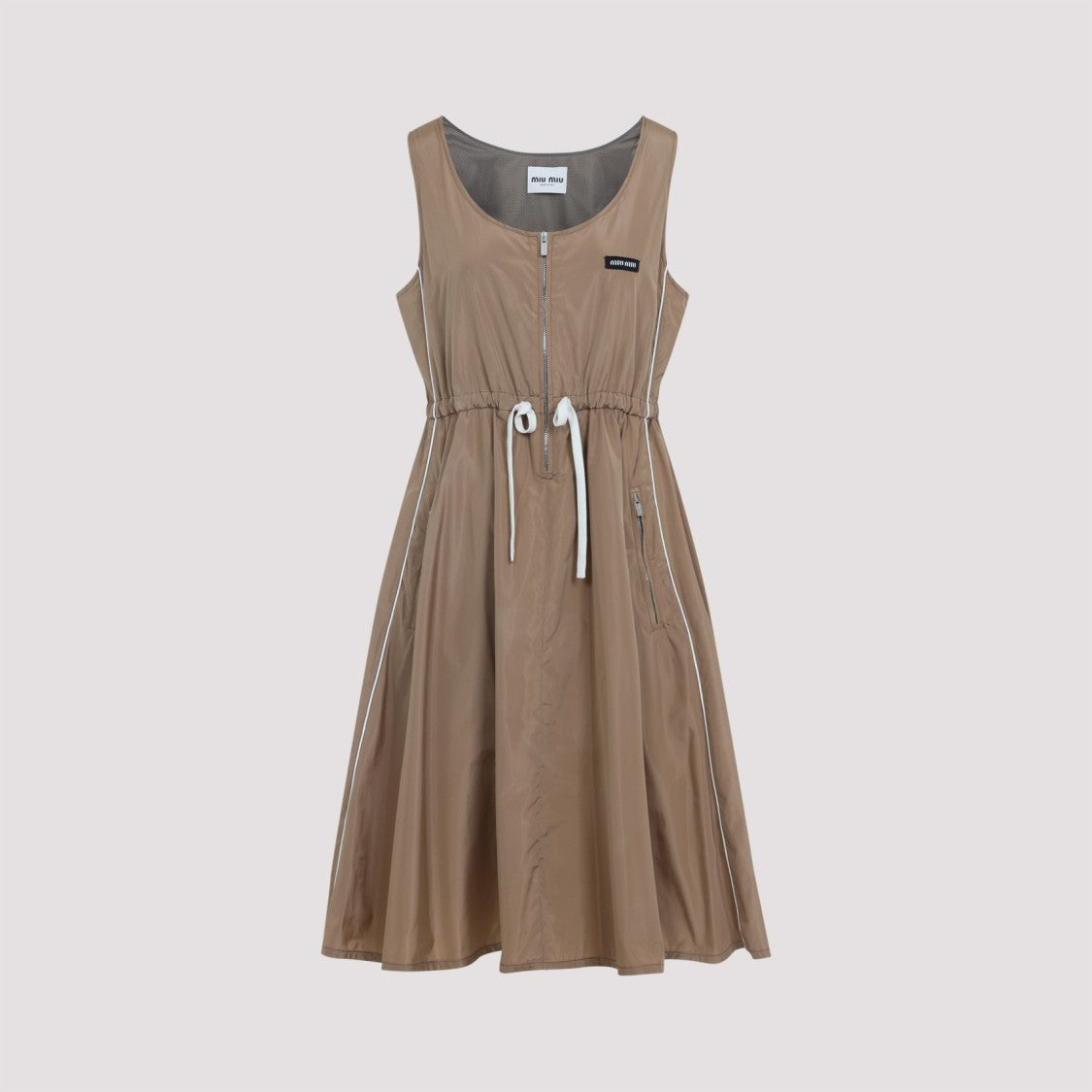 Miu Miu Nude & Neutral Dress With Flared Skirt
