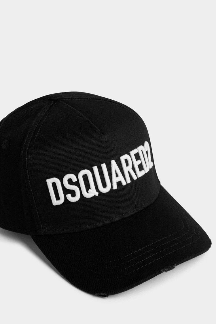 Dsquared2 Black Wordmark Logo Printed Cotton Hat