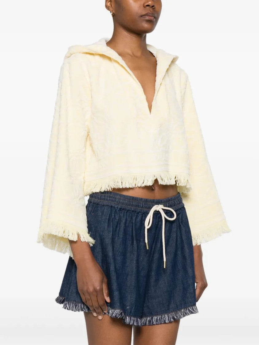 Zimmermann Cropped Cotton Hoodie