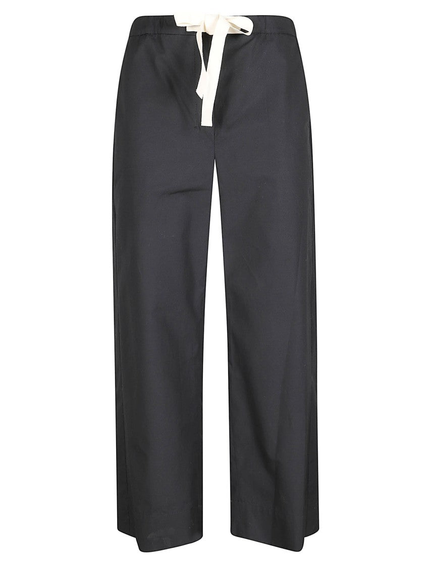 Max Mara Cropped Wide-Leg Trousers With Contrast Drawstring