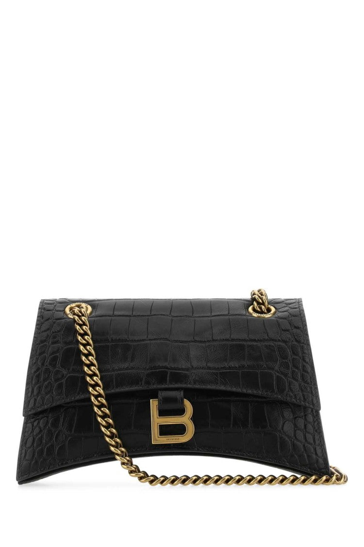 Balenciaga Black Leather Crush S Shoulder Bag