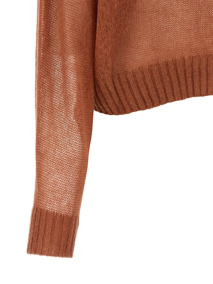 Brunello Cucinelli Mohair And Wool Knit Sweater With Jewel Back Detail