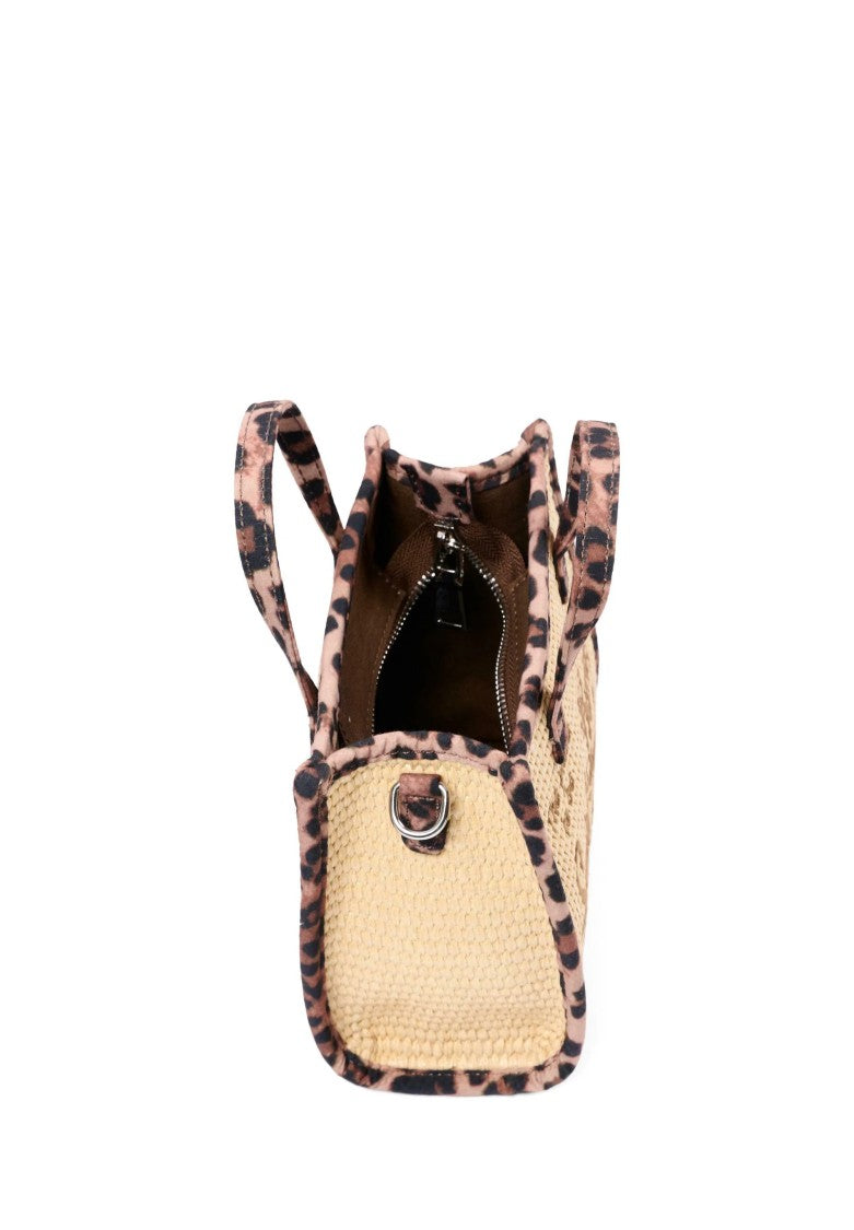 Mc2 Saint Barth Leopard Print Vivian Straw Bag