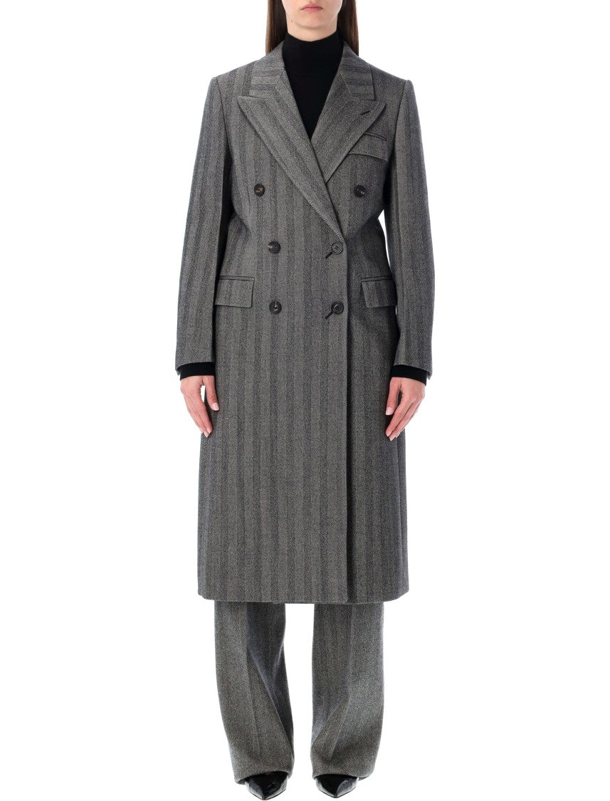 Ferragamo Oversized Double-Breasted Chevron Wool Coat