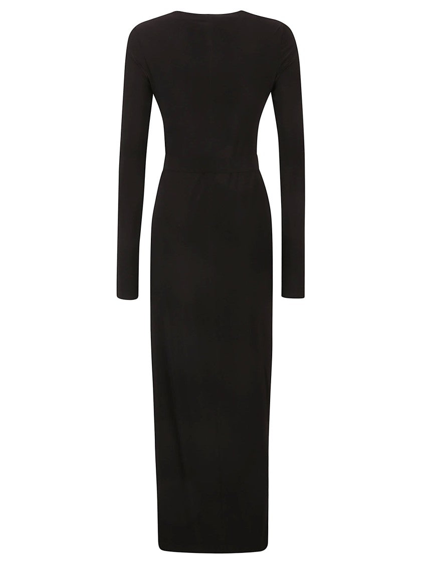 Norma Kamali Long Sleeve Deep Scoop Midi Dress