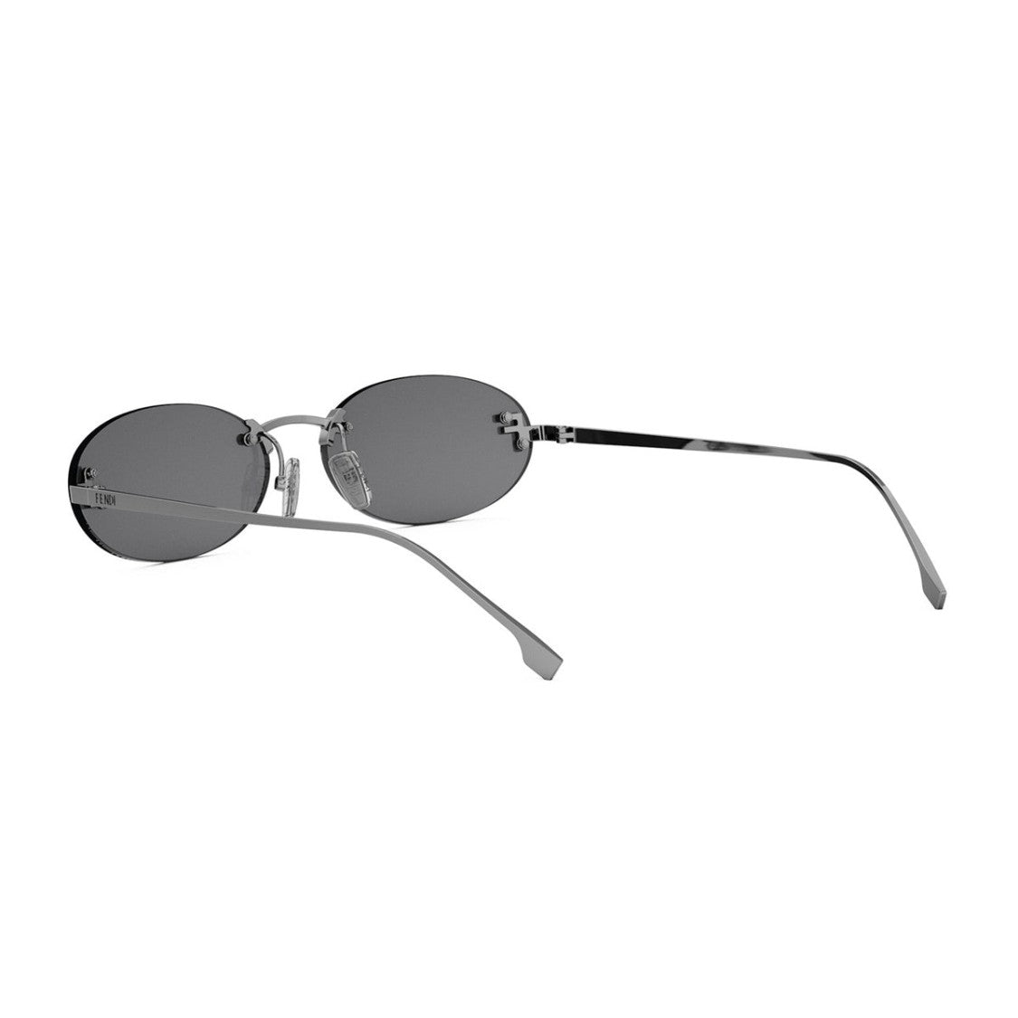 Fendi Silver First Crystal Fe4075us Oval Rimless Metal Sunglasses