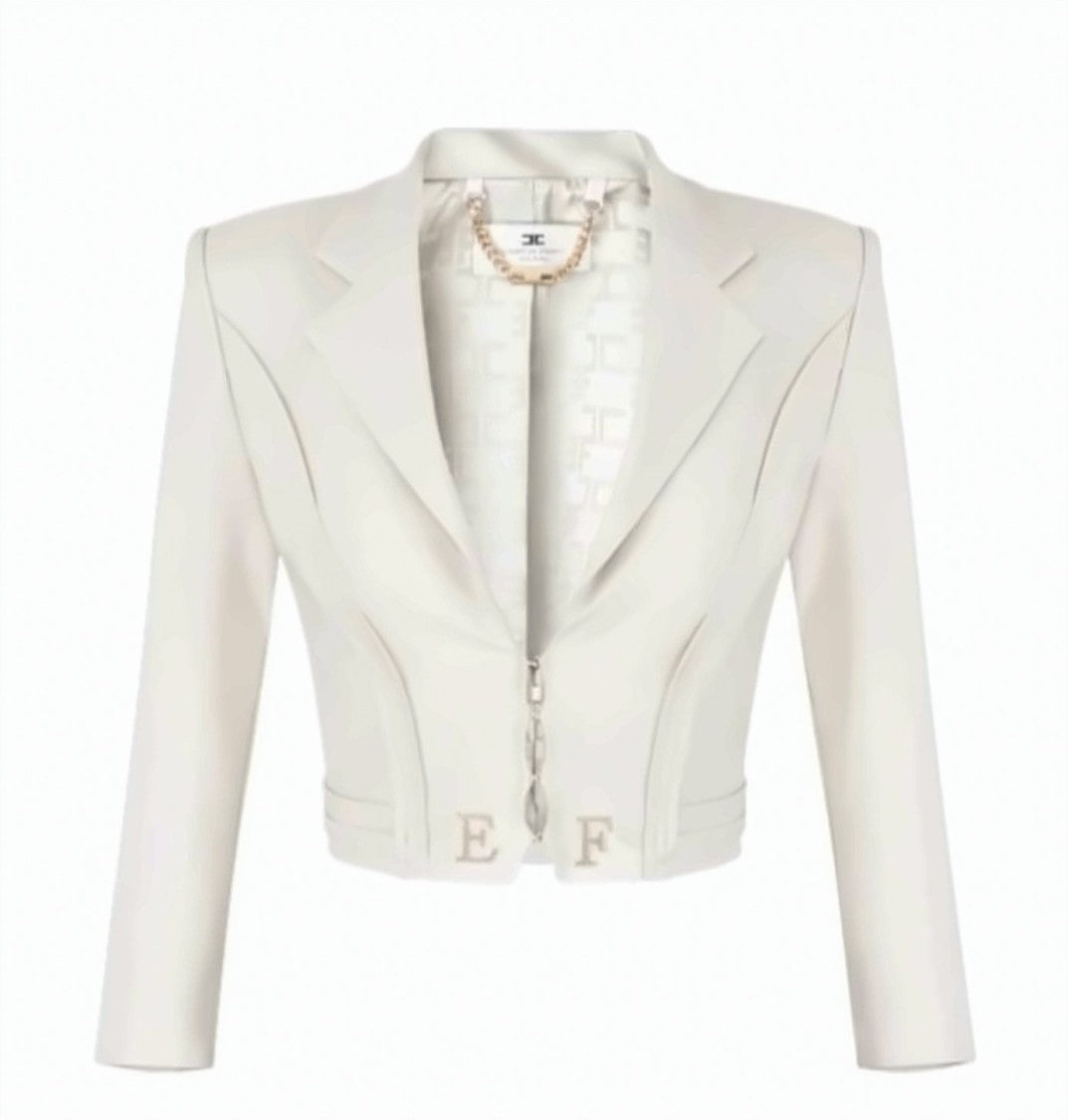 Elisabetta Franchi Double Stretch Crêpe Raw Cut Jacket