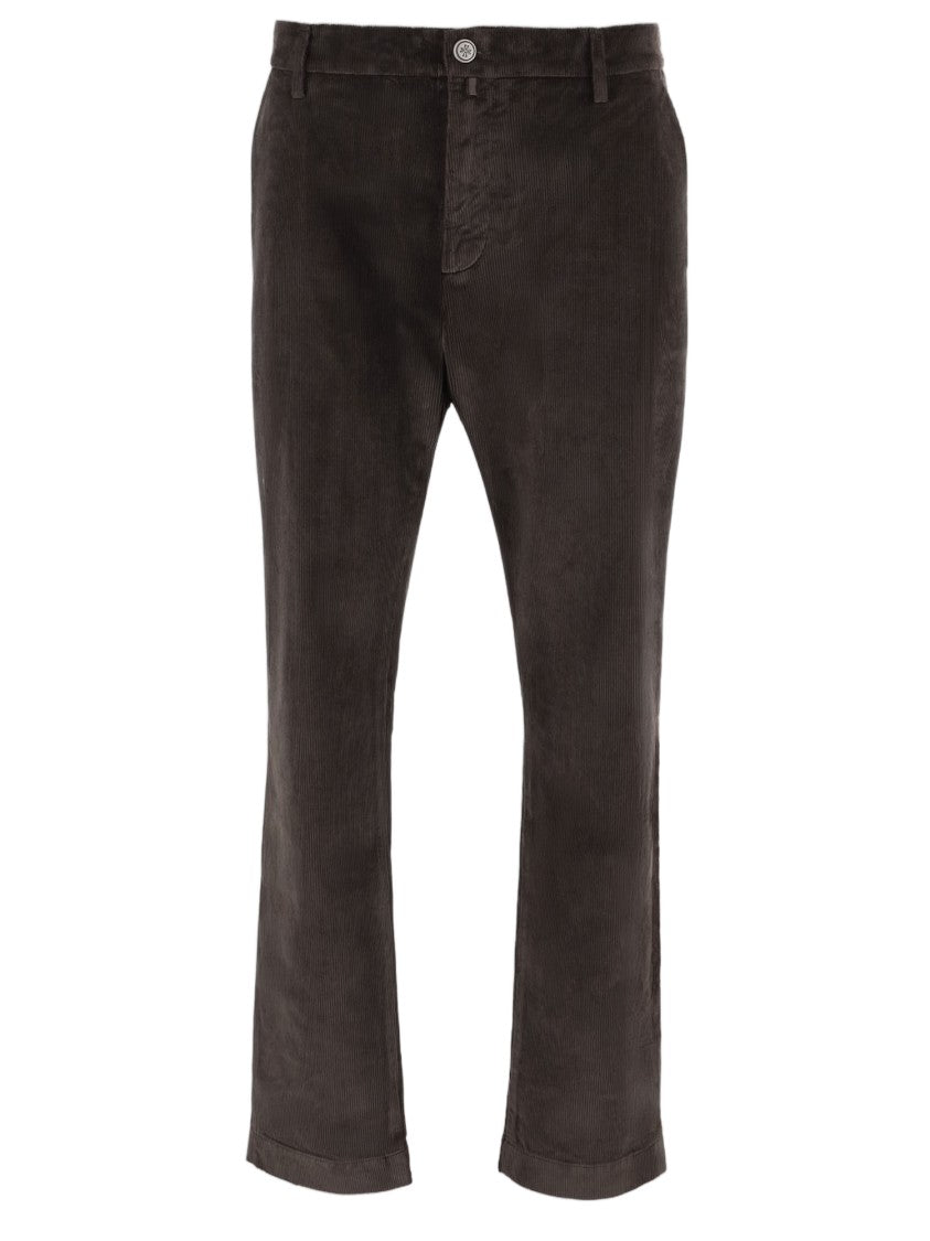 Jacob Cohen Brown Stretch Cotton Velvet Ribbed Pants