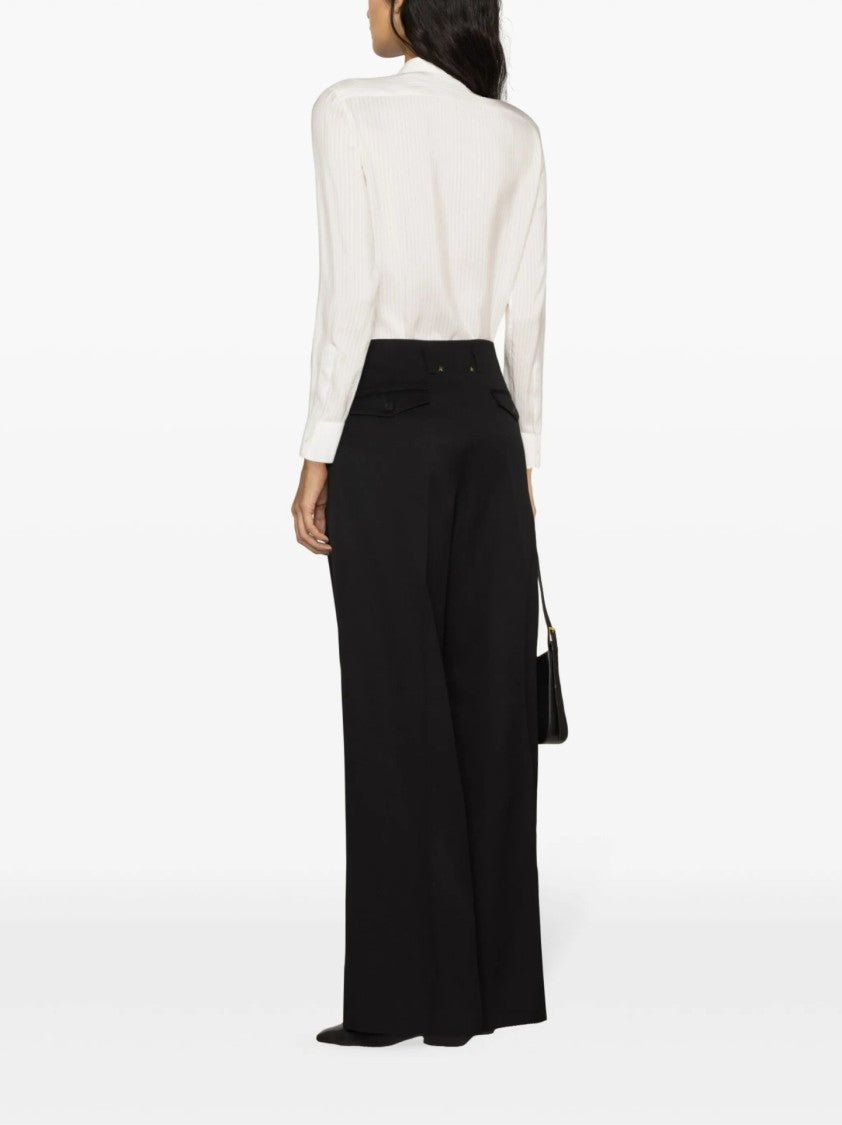 Golden Goose Wide-Leg Black Trousers With High Waist