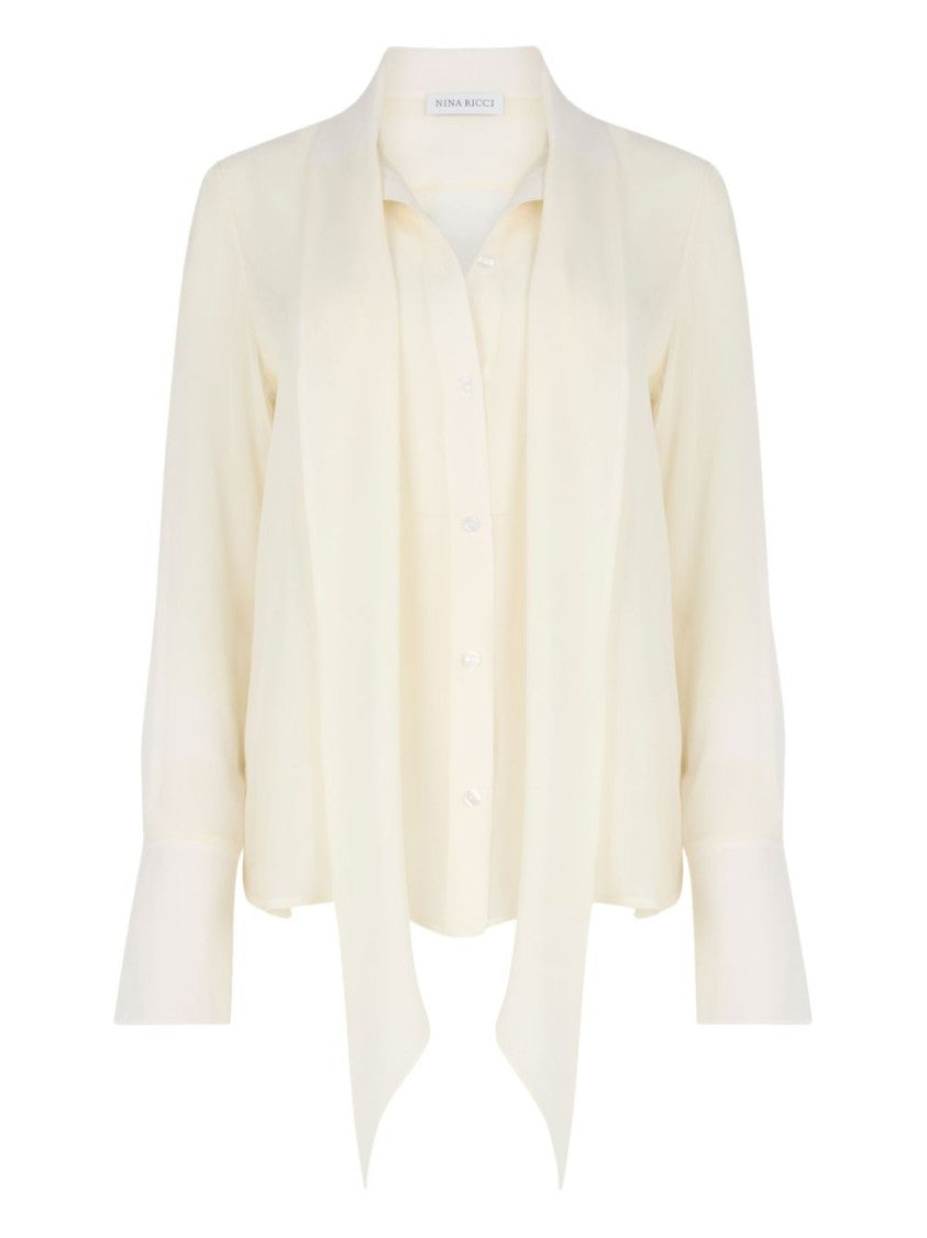 Nina Ricci Cream Silk Blouse With Tie Neck