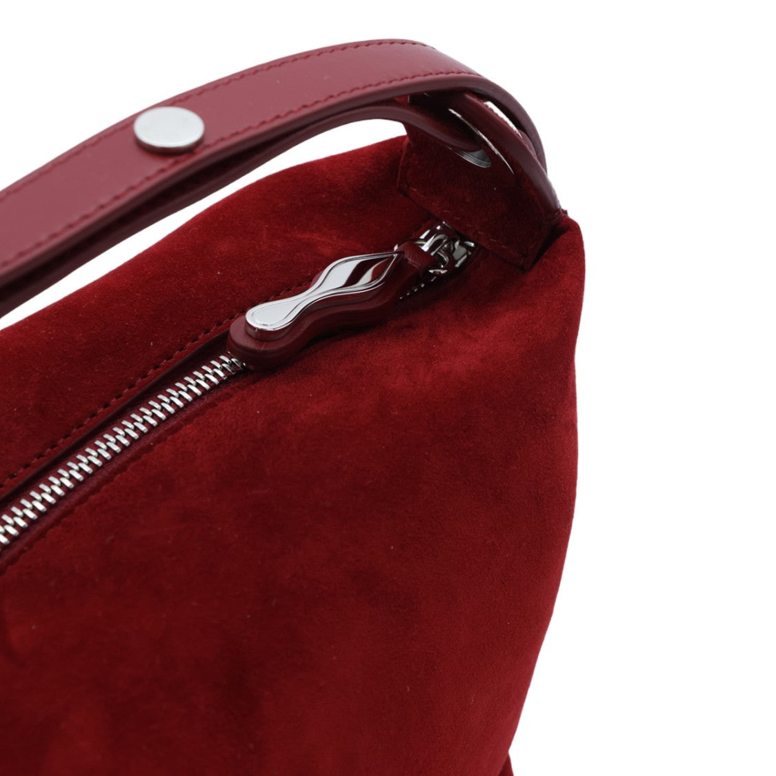 Christian Louboutin Burgundy Suede Silver-Hardware Handbag