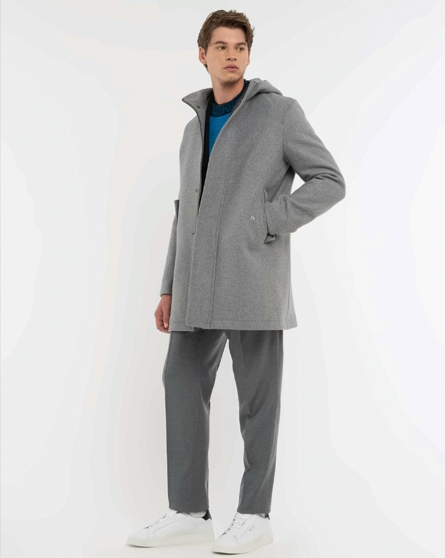 Manuel Ritz Mid-Length Wool-Blend Concealed Button Parka