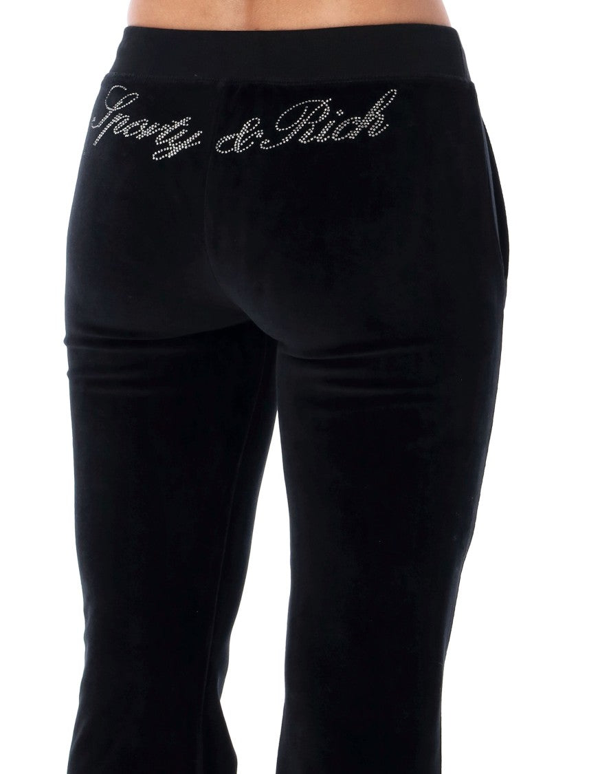 Sporty And Rich Velour Crystal Flared Jogging Pants