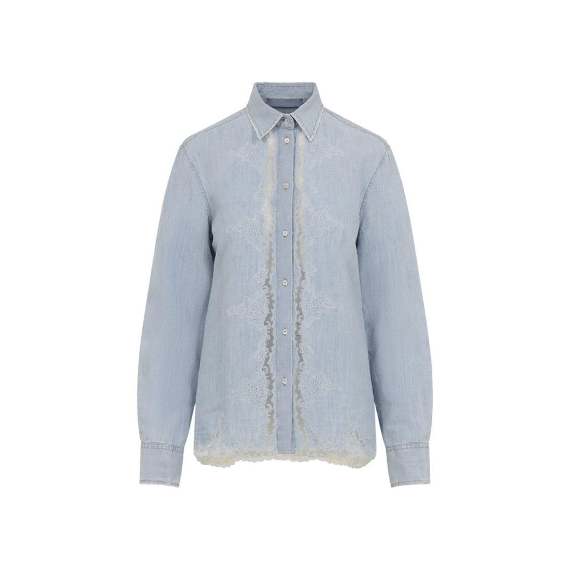 Ermanno Scervino Lace-Detail Cotton-Linen Blend Shirt With Classic Collar