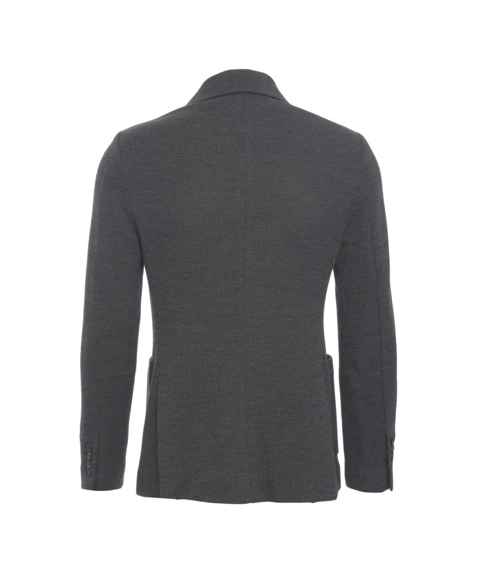 Circolo 1901 Double-Breasted Textured Knit Blazer With Classic Lapels