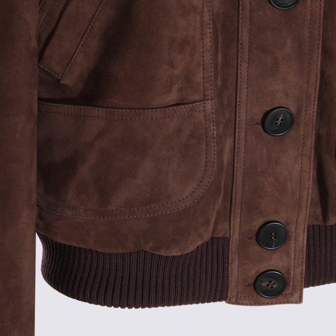 The Attico Rich Brown Suede Jacket With Ribbed Collar