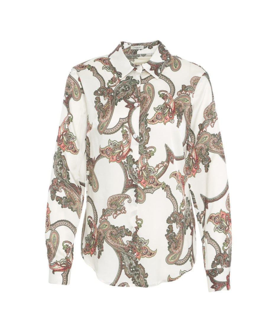 Himons White Blouse With Rounded Hem