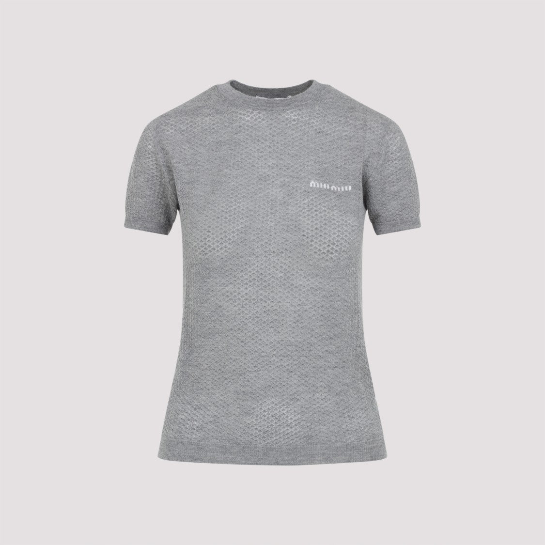 Miu Miu Textured Grey Cashmere T-Shirt