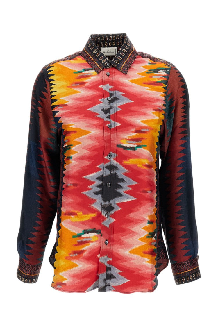 Pierre-Louis Mascia Multicolor Printed Silk Twill Long-Sleeve Shirt