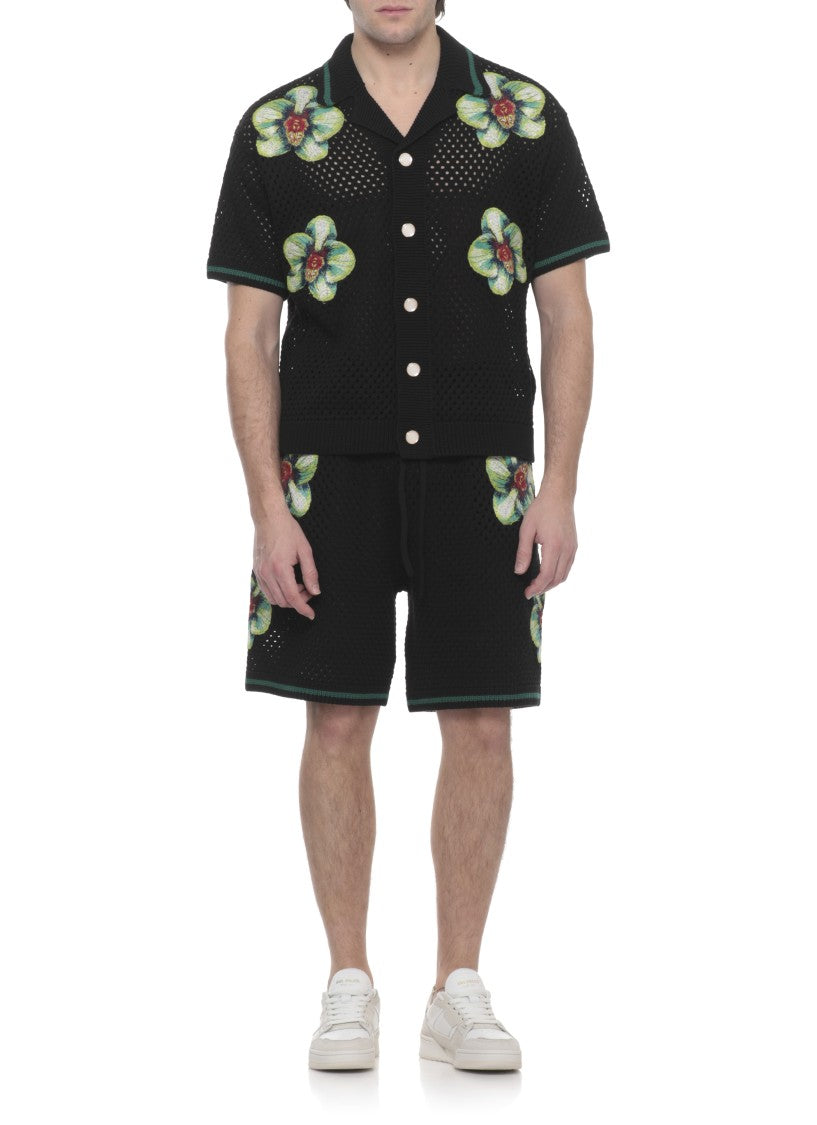 Casablanca Black Glitch Orchid Cotton Shirt