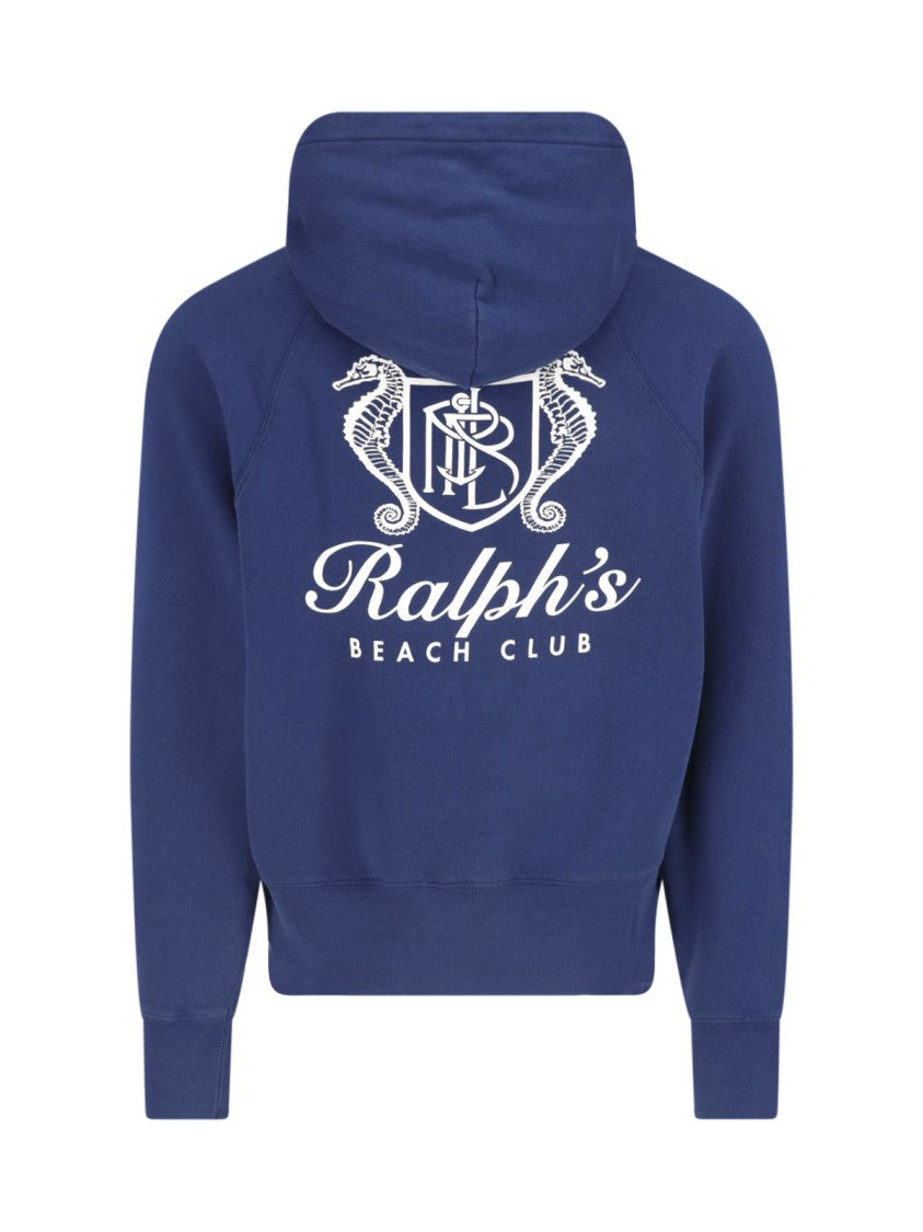 Polo Ralph Lauren Blue Cotton Logo Print Hoodie