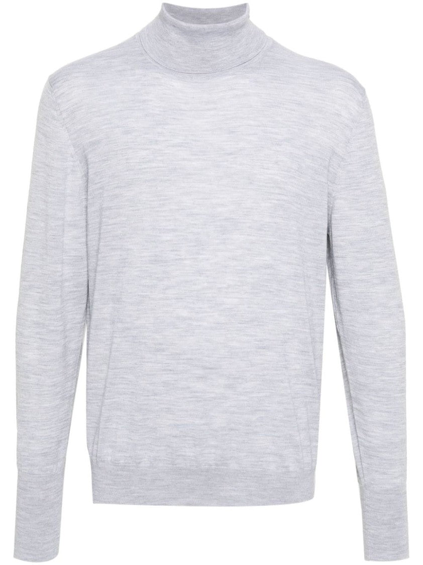 Eleventy Lightweight Textured Turtleneck Sweater In Grey