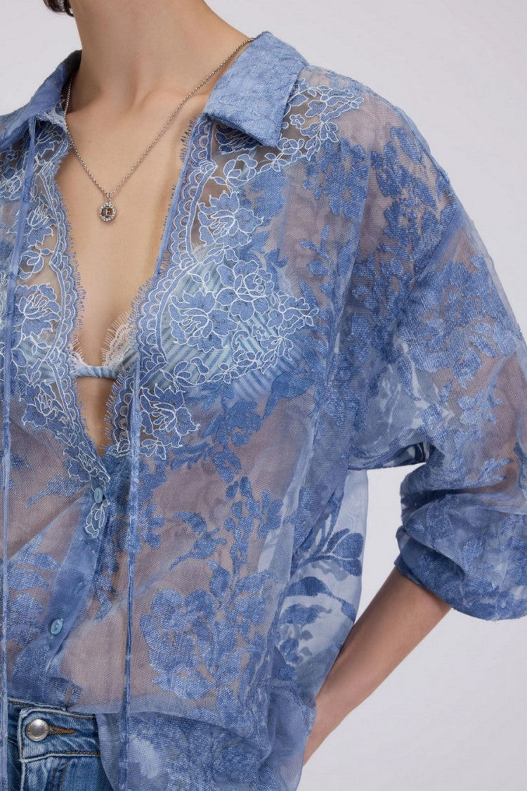 Ermanno Denim Silk Blouse