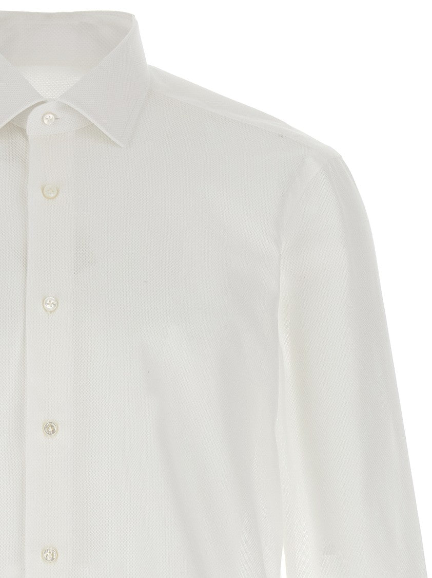 Barba Honeycomb-Pattern Cotton Shirt