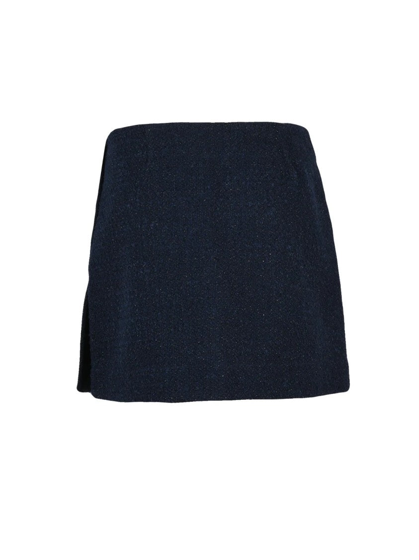 Pinko Blue Bouclé Zip Mini Skirt