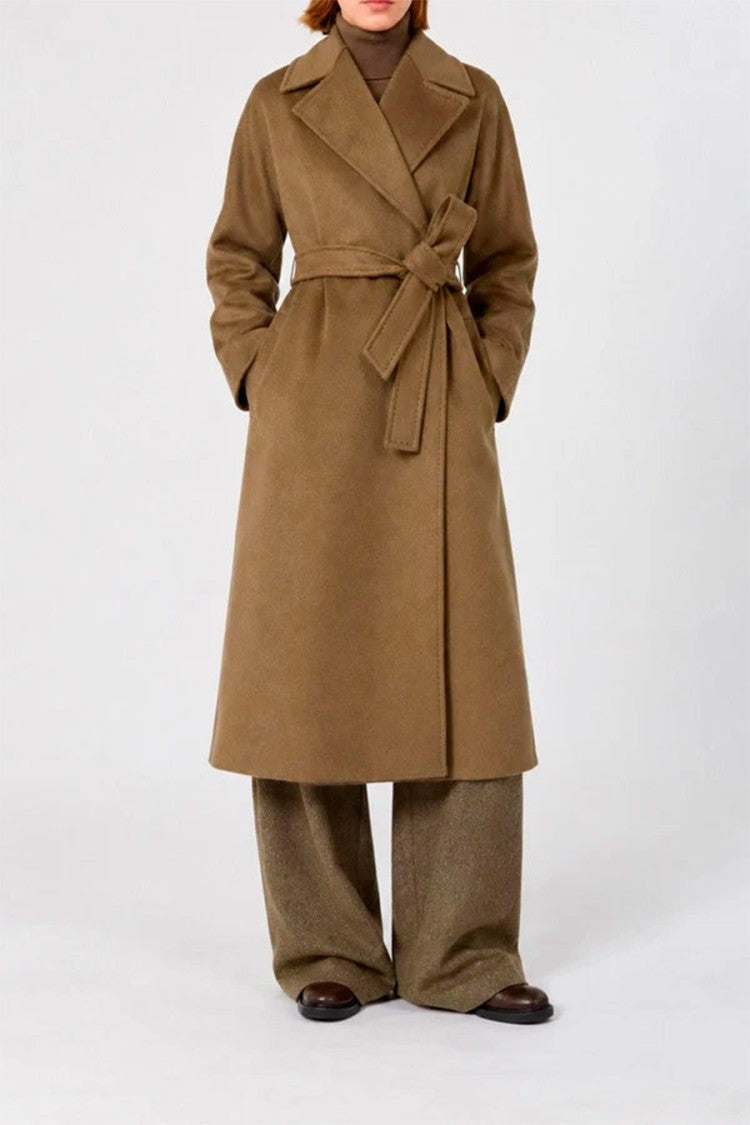 Max Mara Camel Mstsamba Belted Wrap Cashmere-Blend Coat