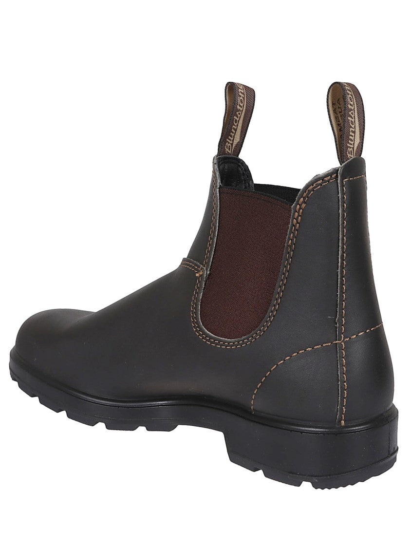 Blundstone Ankle-High Rustic Brown Leather Boots With Elastic Side Straps