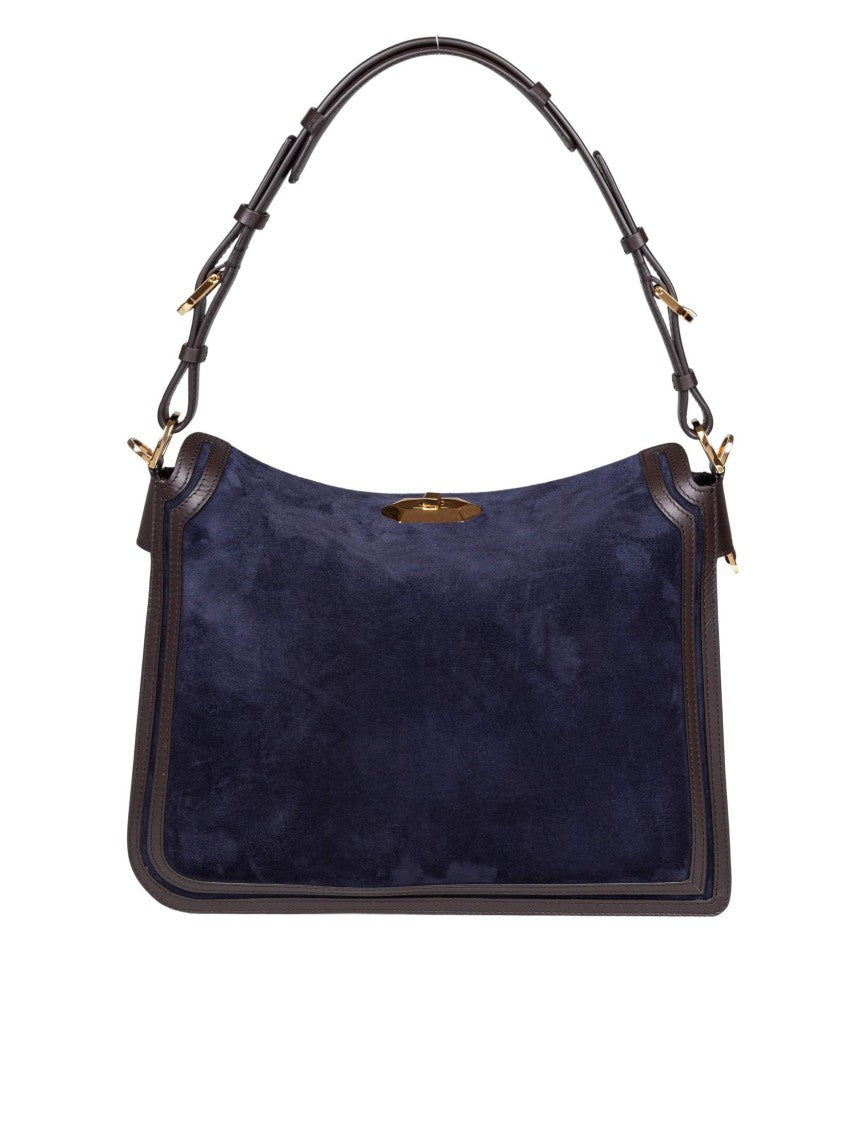 Lanvin Compagnon Suede Shoulder Bag, Blue