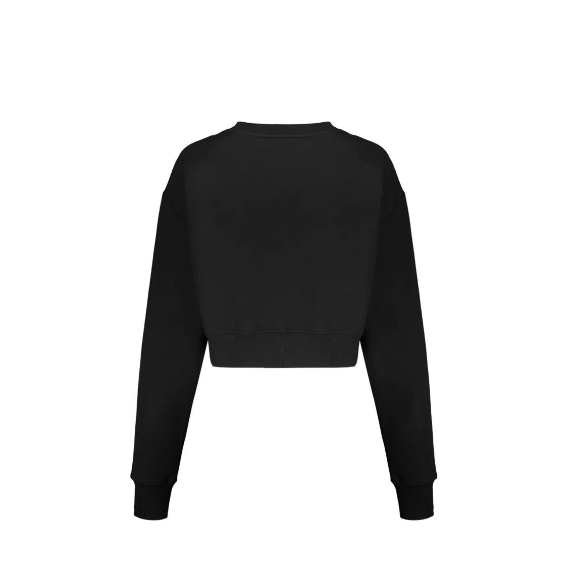 Balmain Cropped Black Sweatshirt With Contrast Logo Print