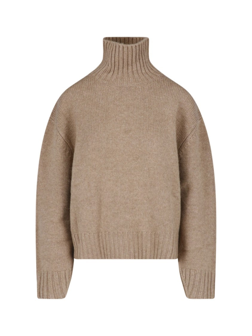 Almada Cropped Turtleneck Sweater In Wool And Cashmere Blend
